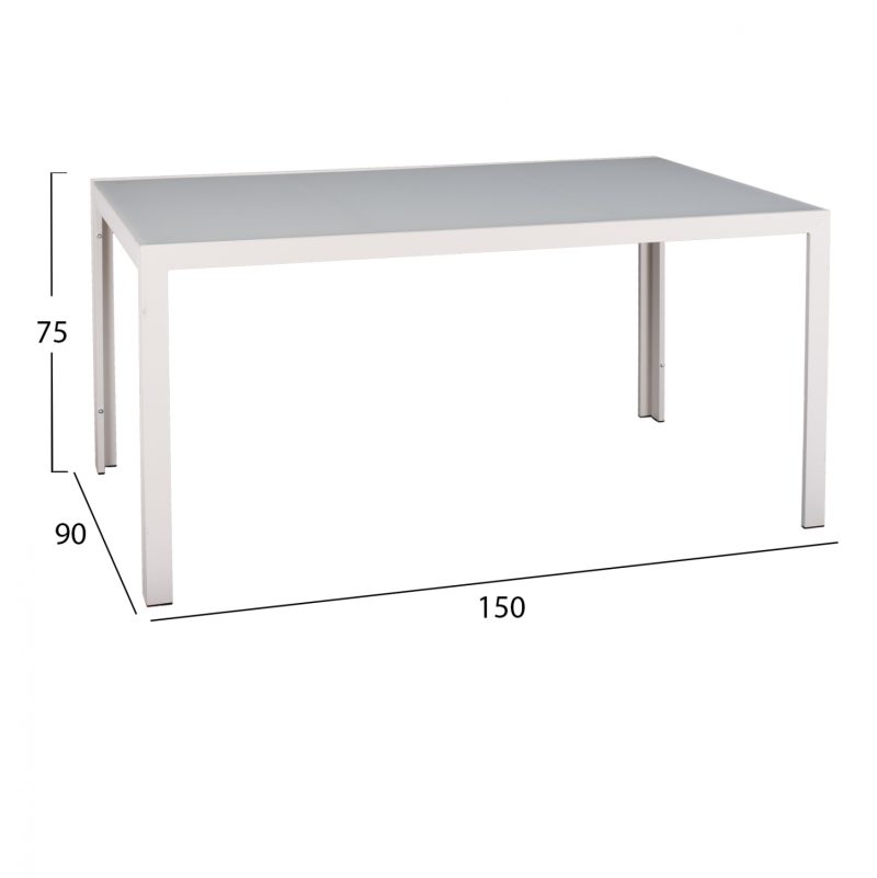 trapezi-metalliko-orthogonio-leyko-me-gy-1 ΤΡΑΠΕΖΙ ΜΕΤΑΛΛΙΚΟ OFER ΟΡΘΟΓΩΝΙΟ ΛΕΥΚΟ ΠΑΓΟΥ ΜΕ ΓΥΑΛΙ HM5767.03 150X90Χ75Υ εκ.