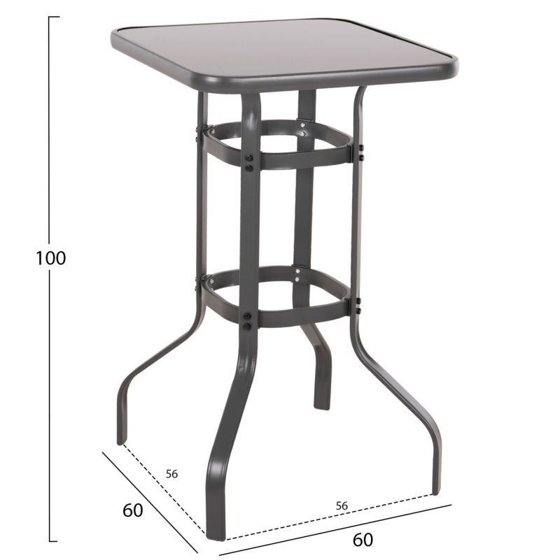 trapezi-mpar-tetragono-fb9606601-metalli-1 ΤΡΑΠΕΖΙ ΜΠΑΡ ΤΕΤΡΑΓΩΝΟ FIGGY HM6066.01 ΜΕΤΑΛΛΙΚΟ ΓΚΡΙ-ΓΥΑΛΙ ΑΣΦΑΛΕΙΑΣ 60x60x100Υεκ