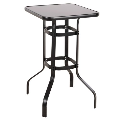 trapezi-mpar-tetragono-fb9606603-metalli ΤΡΑΠΕΖΙ ΜΠΑΡ ΤΕΤΡΑΓΩΝΟ FIGGY HM6066.03 ΜΕΤΑΛΛΙΚΟ ΜΑΥΡΟ-ΓΥΑΛΙ ΑΣΦΑΛΕΙΑΣ 60x60x100Υεκ