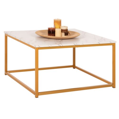 trapezi-salonioy-fb9894211-melamini-leyk ΤΡΑΠΕΖΙ ΣΑΛΟΝΙΟΥ BRAYLEN HM8942.11 ΜΕΛΑΜΙΝΗ ΛΕΥΚΟ ΜΑΡΜΑΡΟ-ΧΡΥΣΗ ΒΑΣΗ 75x75x43,5Υεκ.