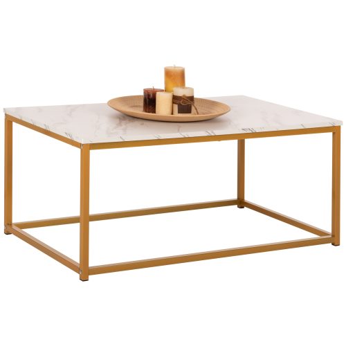 trapezi-salonioy-fb9897511-melamini-leyk ΤΡΑΠΕΖΙ ΣΑΛΟΝΙΟΥ SAFFRON HM8975.11 ΜΕΛΑΜΙΝΗ ΛΕΥΚΟ ΜΑΡΜΑΡΟ-ΧΡΥΣΗ ΒΑΣΗ 95Χ55Χ43,5Yεκ.