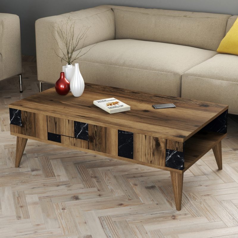 trapezi-salonioy-fb9950402-melaminis-kar-2 ΤΡΑΠΕΖΙ ΣΑΛΟΝΙΟΥ HM9504.02 ΜΕΛΑΜΙΝΗΣ ΚΑΡΥΔΙ-ΜΑΥΡΟ ΜΑΡΜΑΡΟ 105x60x37.6Υεκ.