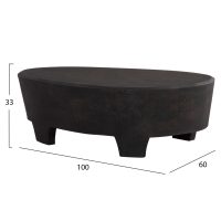 ΤΡΑΠΕΖΙ ΣΑΛΟΝΙΟΥ ΟΒΑΛ ΣΕΙΡΑ SANTORINI HM18066 MDF ΣΕ ΜΑΥΡΟ ΧΡΩΜΑ 100x60x33Υεκ.