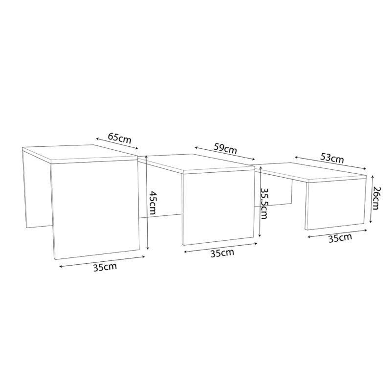 ΤΡΑΠΕΖΙ ΣΑΛΟΝΙΟΥ ΣΕΤ 3ΤΜΧ BENTIL HM9444.11 ΜΕΛΑΜΙΝΗ SONAMA-ΛΕΥΚΟ 65x35x45Υεκ