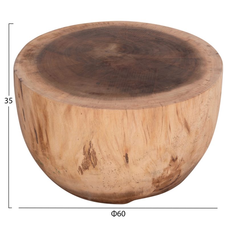 ΤΡΑΠΕΖΙ ΣΑΛΟΝΙΟΥ ΣΤΡΟΓΓΥΛΟ POMPU HM9794.11 ΜΑΣΙΦ ΞΥΛΟ SUAR ΣΕ ΦΥΣΙΚΟ Φ60x35Υεκ.