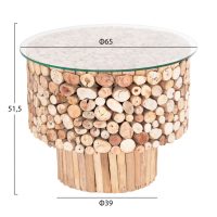 ΤΡΑΠΕΖΙ ΣΑΛΟΝΙΟΥ ΣΤΡΟΓΓΥΛΟ SPARROW HM9963 DRIFTWOOD--ΓΥΑΛΙ Φ65x51,5Υεκ.