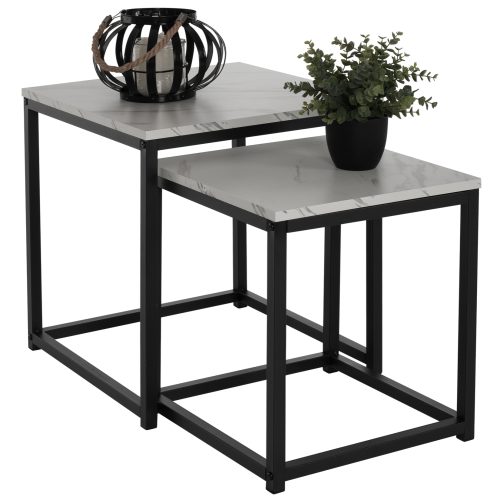 zigkon-grelay-2-tem-mdf-opsi-marmaroy-me ΖΙΓΚΟΝ GRELAY 2 ΤΕΜ MDF ΟΨΗ ΜΑΡΜΑΡΟΥ & ΜΕΤΑΛΛΟ HM8762.12 45Χ45Χ50εκ. & 37Χ37Χ43 εκ.