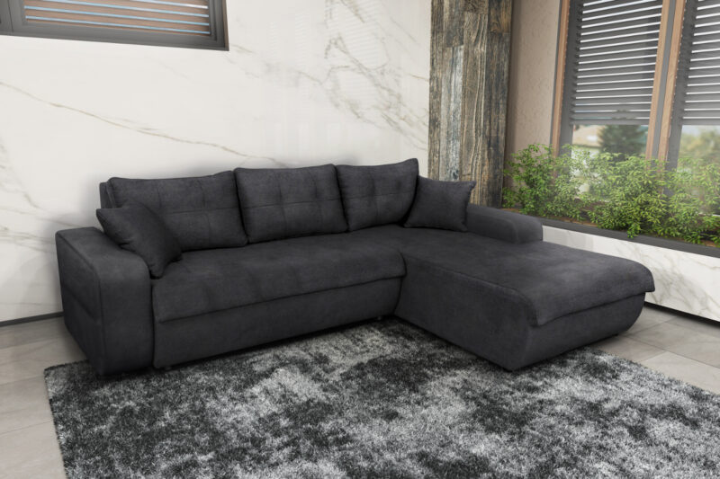 VIRGINIA Γωνιακός καναπές κρεβάτι με αποθηκευτικό χώρο 246x190εκ. MS08 Γκρι Δεξιά Γωνία