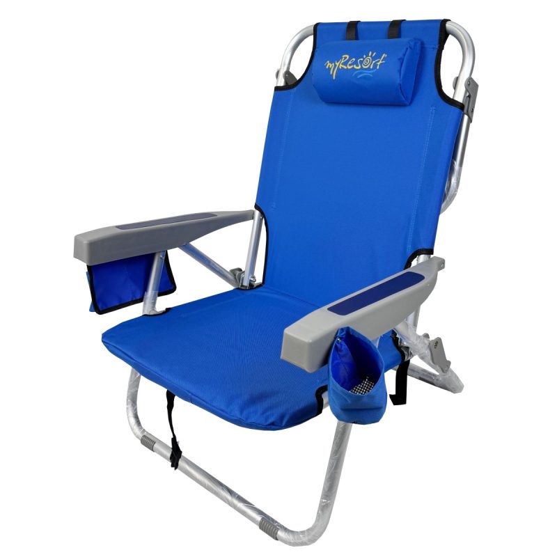 141-8045-1A-MYRESORT myResort ΚΑΡΕΚΛΑ ΠΑΡΑΛΙΑΣ ΑΛΟΥΜΙΝΙΟΥ ΜΠΛΕ ΜΕ ΜΠΡΑΤΣΑ -600D POLYESTER-5 ΘΕΣΕΩΝ