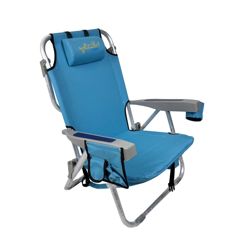 myResort ΚΑΡΕΚΛΑ ΠΑΡΑΛΙΑΣ ΑΛΟΥΜΙΝΙΟΥ ΓΑΛΑΖΙΑ  ΜΕ ΜΠΡΑΤΣΑ -600D POLYESTER-5 ΘΕΣΕΩΝ