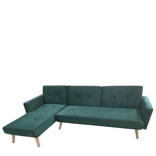 Καναπές Κρεβάτι Γωνιακός ArteLibre EMILIA Πράσινο Ύφασμα 267x153x85cm