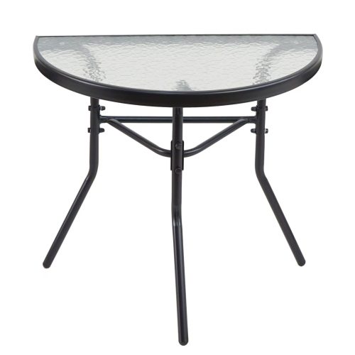 Τραπέζι Κήπου Ημικυκλικό ArteLibre CELESTIAL Μαύρο Μέταλλο/Γυαλί 70x40x65cm