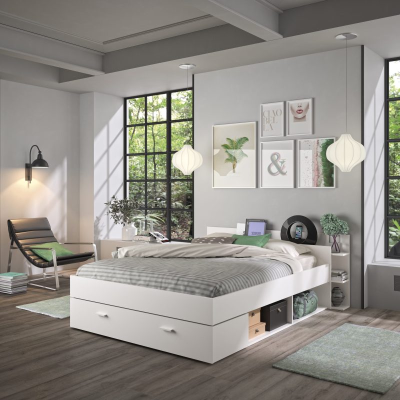 Tonight Κρεβάτι διπλό με αποθηκευτικούς χώρους 171x211εκ. ( για στρώμα 140x190εκ. )  Λευκό