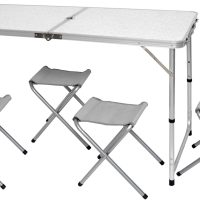 Velco ΣΕΤ ΤΡΑΠΕΖΙ ΑΛΟΥΜΙΝΙΟΥ  ΠΤΥΣΣΟΜΕΝΟ ΒΑΛΙΤΣΑ ME ΤΕΣΣΕΡΑ ΜΕΤΑΛΛΙΚΑ ΣΚΑΜΠΩ ΜΕ POLYESTER 600D