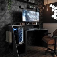 Access γραφείο gaming 138x67x94εκ. Γκρι / Μαύρο Access γραφείο gaming 138x67x94εκ. Γκρι / Μαύρο