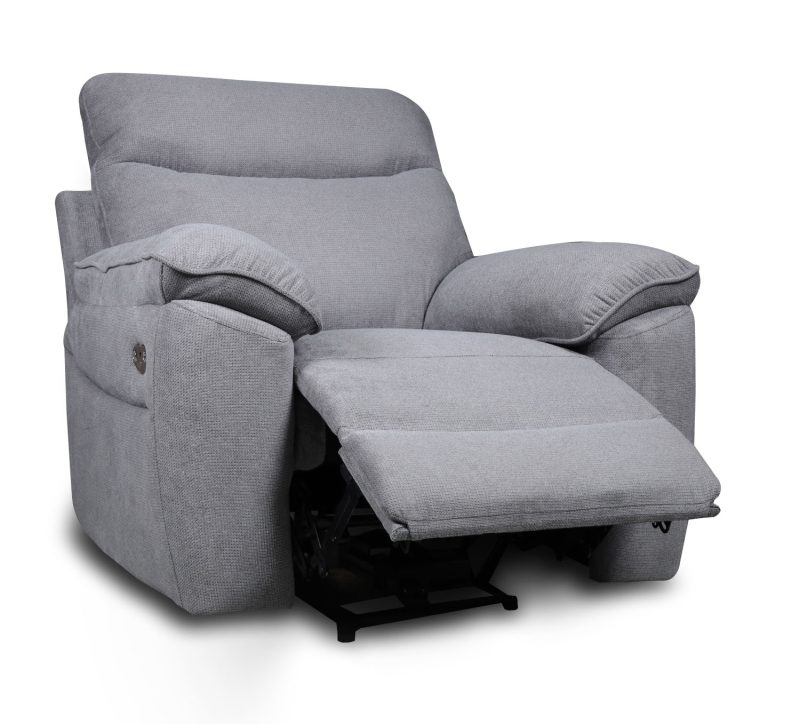 Boston πολυθρόνα Relax με ηλεκτρική ανάκλιση 101x100x102εκ. Γκρι Ανοιχτό ύφασμα