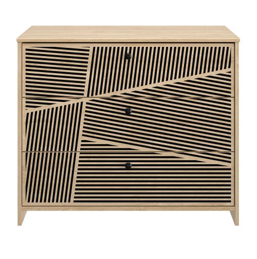 Claustra συρταριέρα με 3 συρτάρια 92x45x78εκ. Blond Oak / Μαύρο