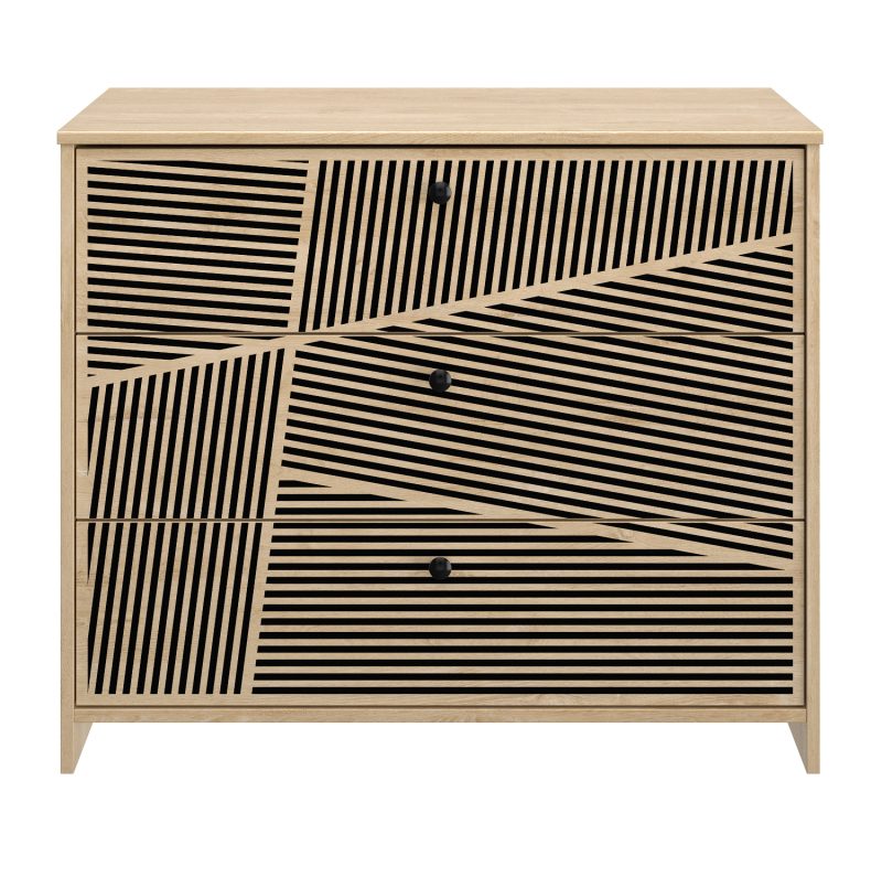 Claustra συρταριέρα με 3 συρτάρια 92x45x78εκ. Blond Oak / Μαύρο