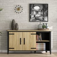 Cork μπουφές με δύο πόρτες 165x45x90εκ. Golden Oak / Μαύρο