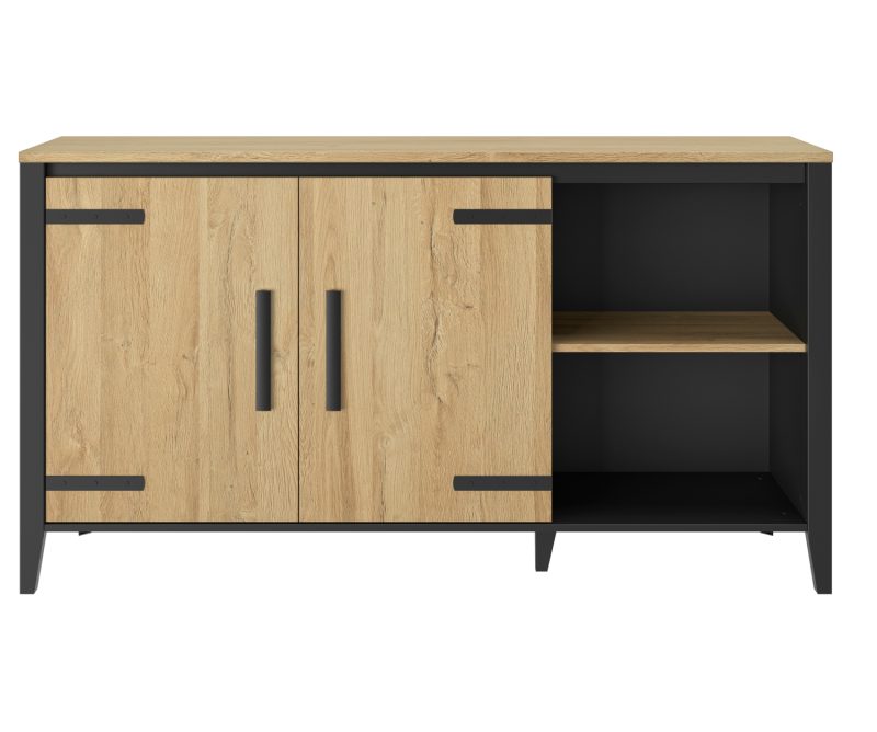 Cork μπουφές με δύο πόρτες 165x45x90εκ. Golden Oak / Μαύρο