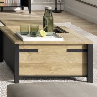 Cork_trapezaki_saloniou Cork τραπεζάκι σαλονιού 80x80x45εκ. με αποθηκευτικό χώρο Golden Oak / Μαύρο