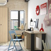 Duplex Γραφείο 120x56x75εκ. Black/Natural Chestnut