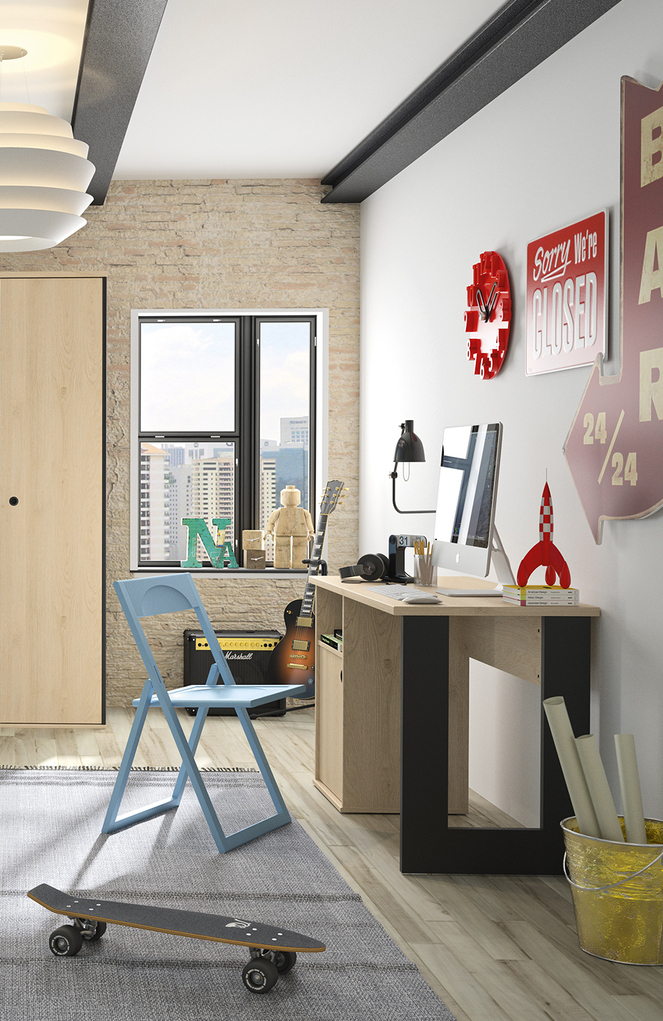 Duplex Γραφείο 120x56x75εκ. Black/Natural Chestnut