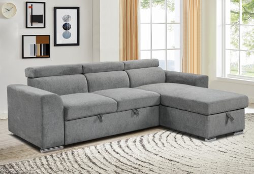 Elmira γωνιακός καναπές κρεβάτι με αποθηκευτικό χώρο 247x174εκ. Ανοιχτό  Γκρι με αναστρέψιμη γωνία