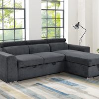 Elmira γωνιακός καναπές κρεβάτι με αποθηκευτικό χώρο 247x174εκ. Σκούρο Γκρι με αναστρέψιμη γωνία