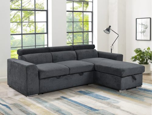 Elmira γωνιακός καναπές κρεβάτι με αποθηκευτικό χώρο 247x174εκ. Σκούρο Γκρι με αναστρέψιμη γωνία