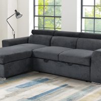 Elmira γωνιακός καναπές κρεβάτι με αποθηκευτικό χώρο 247x174εκ. Σκούρο Γκρι με αναστρέψιμη γωνία