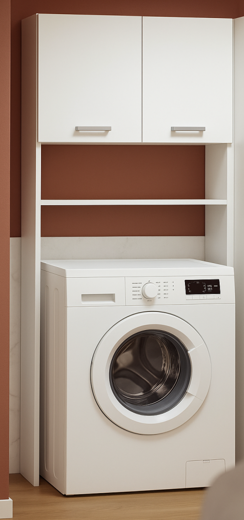 Coralie έπιπλο μπάνιου για το πλυντήριο με δυο ντουλάπια 64x19x185εκ. Λευκό