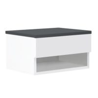 Κομοδίνο επιτοίχιο Mary Megapap χρώμα ανθρακί - λευκό 40x30x23εκ.