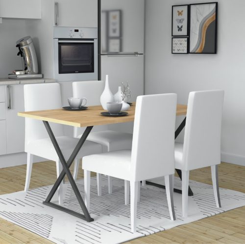 GP028-00701-1 Τραπέζι Bette Megapap χρώμα φυσικό οξιάς - ανθρακί 140x80x76εκ.