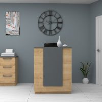Γραφείο υποδοχής - reception Gemini Megapap χρώμα φυσικό οξιάς - ανθρακί 90x50x110εκ.