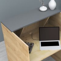 Γραφείο υποδοχής - reception Gemini Megapap χρώμα φυσικό οξιάς - ανθρακί 90x50x110εκ.