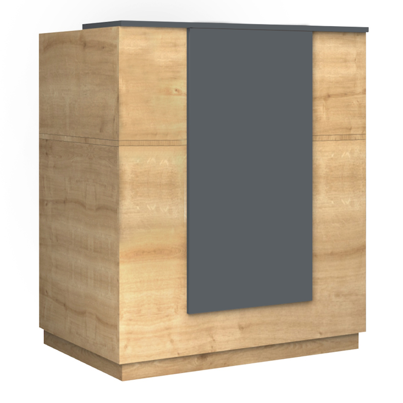 Γραφείο υποδοχής - reception Gemini Megapap χρώμα φυσικό οξιάς - ανθρακί 100x70x110εκ.