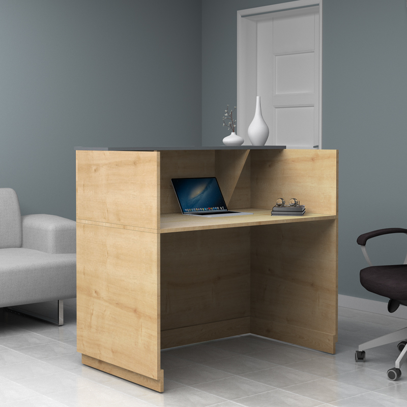 Γραφείο υποδοχής - reception Gemini Megapap χρώμα φυσικό οξιάς - ανθρακί 120x70x110εκ.