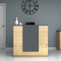 Γραφείο υποδοχής - reception Gemini Megapap χρώμα φυσικό οξιάς - ανθρακί 120x70x110εκ.