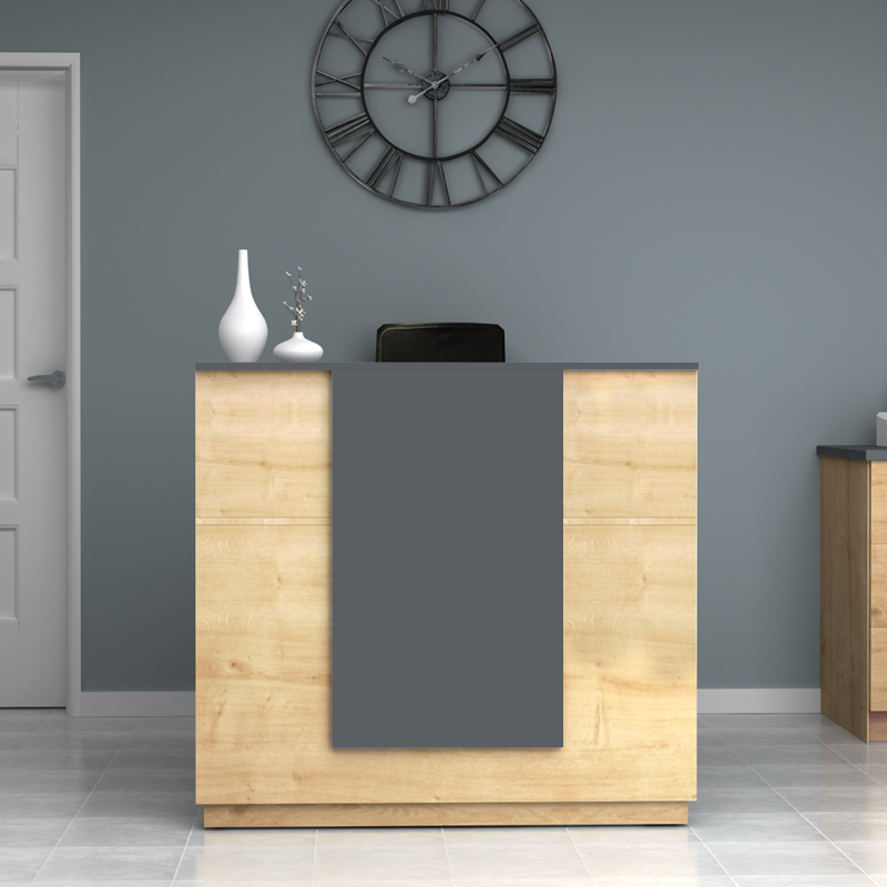 Γραφείο υποδοχής - reception Gemini Megapap χρώμα φυσικό οξιάς - ανθρακί 120x70x110εκ.