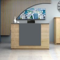 Γραφείο υποδοχής - reception Gemini Megapap χρώμα φυσικό οξιάς - ανθρακί 180x70x110εκ.