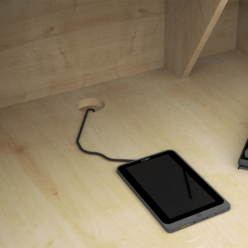 Γραφείο υποδοχής - reception Gemini Megapap χρώμα φυσικό οξιάς - ανθρακί 180x70x110εκ.