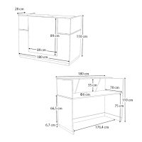 Γραφείο υποδοχής - reception Gemini Megapap χρώμα φυσικό οξιάς - ανθρακί 180x70x110εκ.