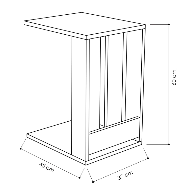 Τραπεζάκι βοηθητικό Edi Megapap χρώμα sapphire oak 37x45x60εκ.