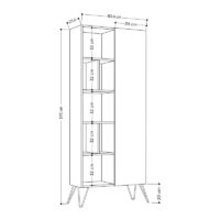 GP037-00893-3 Βιβλιοθήκη Jedda Megapap χρώμα λευκό - φυσικό οξιάς 80,6x29,6x191εκ.