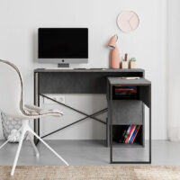 Γραφείο εργασίας πολυμορφικό Badau Megapap χρώμα γκρι ρετρό 110x37,2x77εκ.