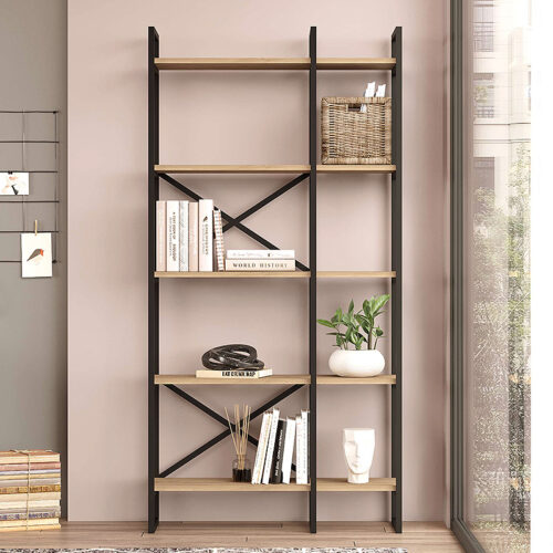 GP037-02261-1 Βιβλιοθήκη Dusan Megapap χρώμα sepet oak 87,5x30x175εκ.