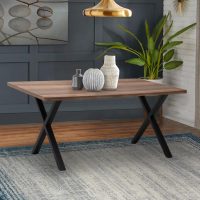 Τραπέζι Jeremy Megapap Mdf - μεταλλικό χρώμα καρυδί 140x80x75εκ.