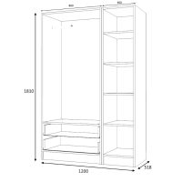 Ντουλάπα ρούχων Ricardo Megapap τρίφυλλη με συρτάρια χρώμα ανθρακί 120x51,8x181εκ.