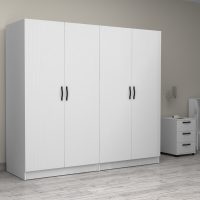 GP100-00851-3 Ντουλάπα ρούχων Victoria Megapap τετράφυλλη χρώμα λευκό 200x60x181εκ.